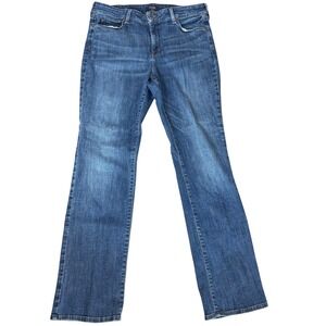 NYDJ Marilyn Straight Leg Jeans Desert Gold Dark Wash Denim Lift Tuck Size 14